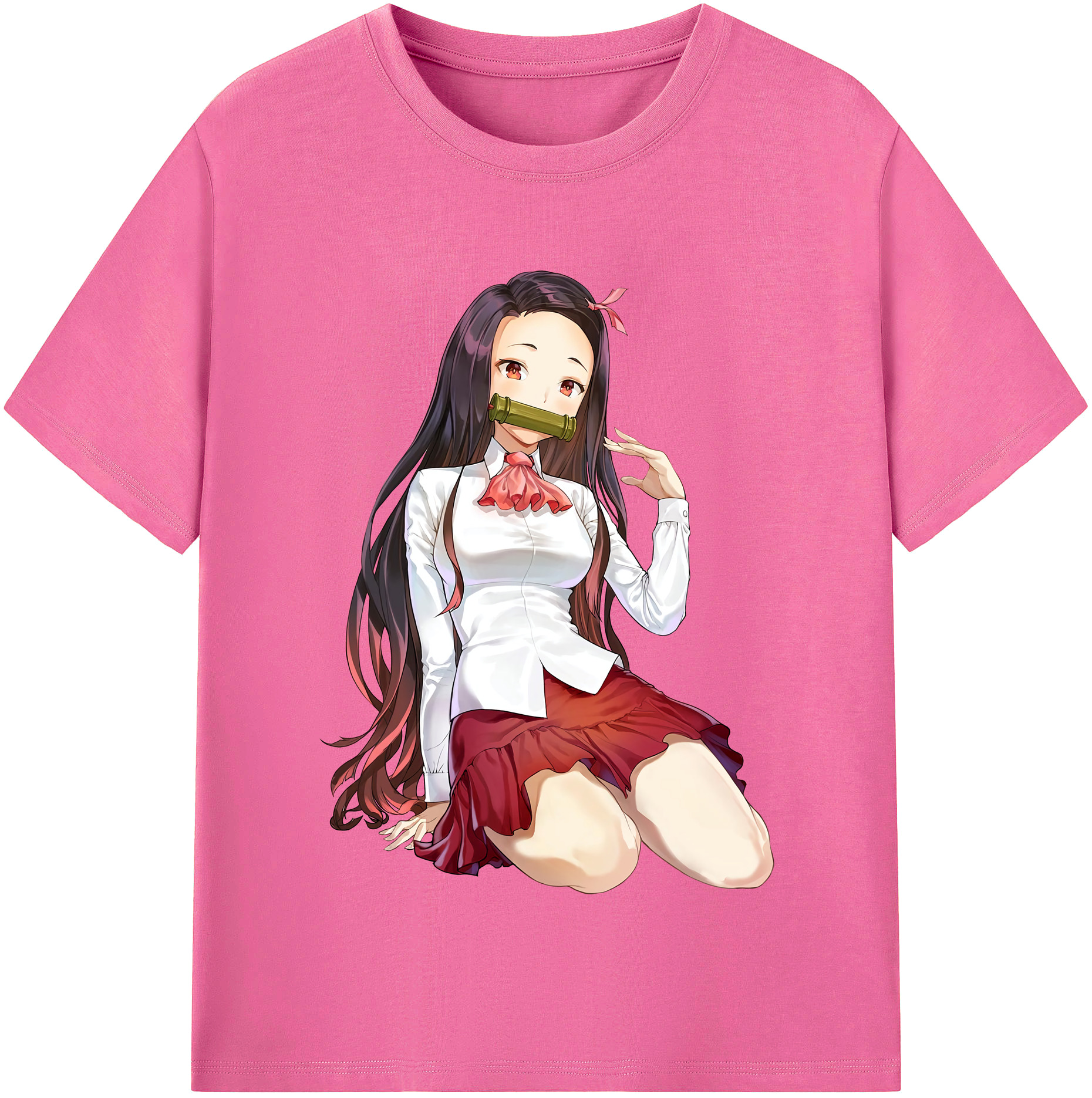 （画像用） 鬼滅の刃（きめつのやいば）竈門 禰󠄀豆子／かまど ねずこ Kamado Nezuko レディースカジュアルプリントTシャツ（綿100％）